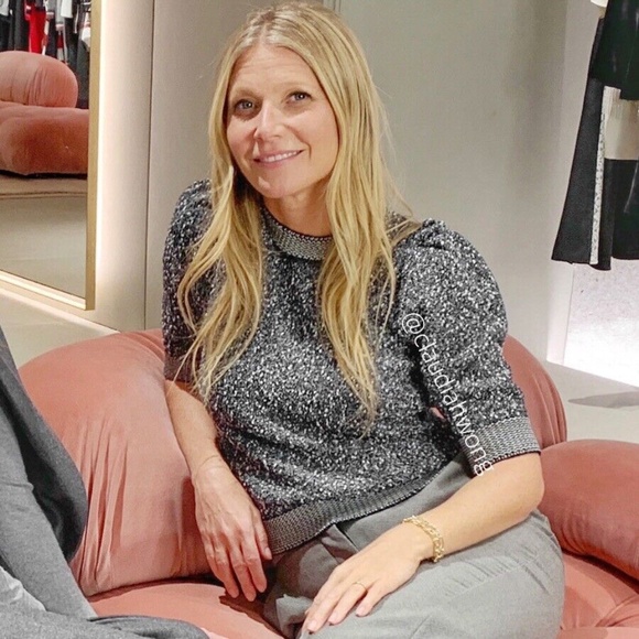 New GWYN Aura Tweed Merino Wool Puff Sleeve Sweater in Fog Grey - Picture 3 of 13